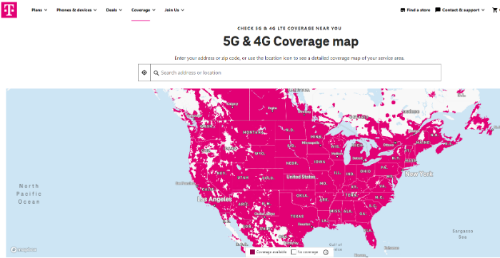 T-mobileの通信エリア